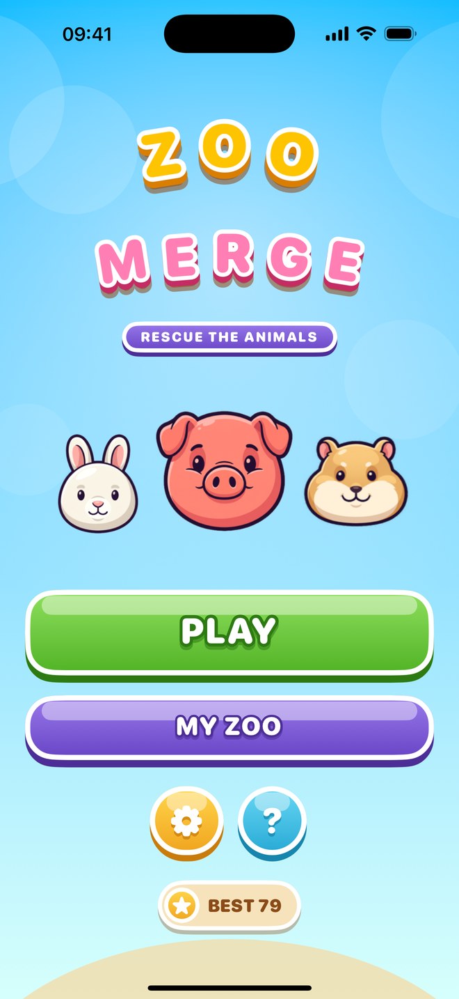 Zoo Merge main menu